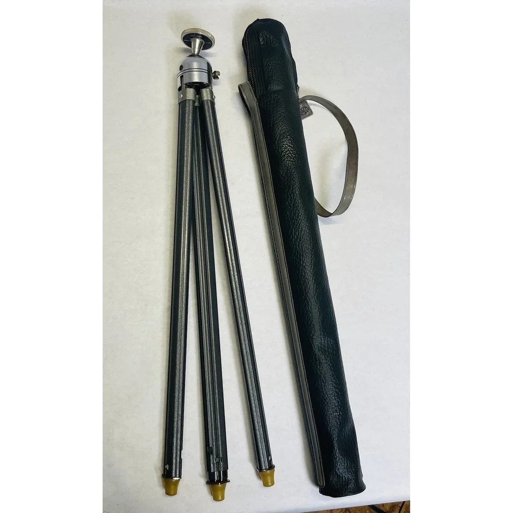 Bilora Stabilo 1114 Vtg Tripod with Ball Head With Leather Case Extends To 31